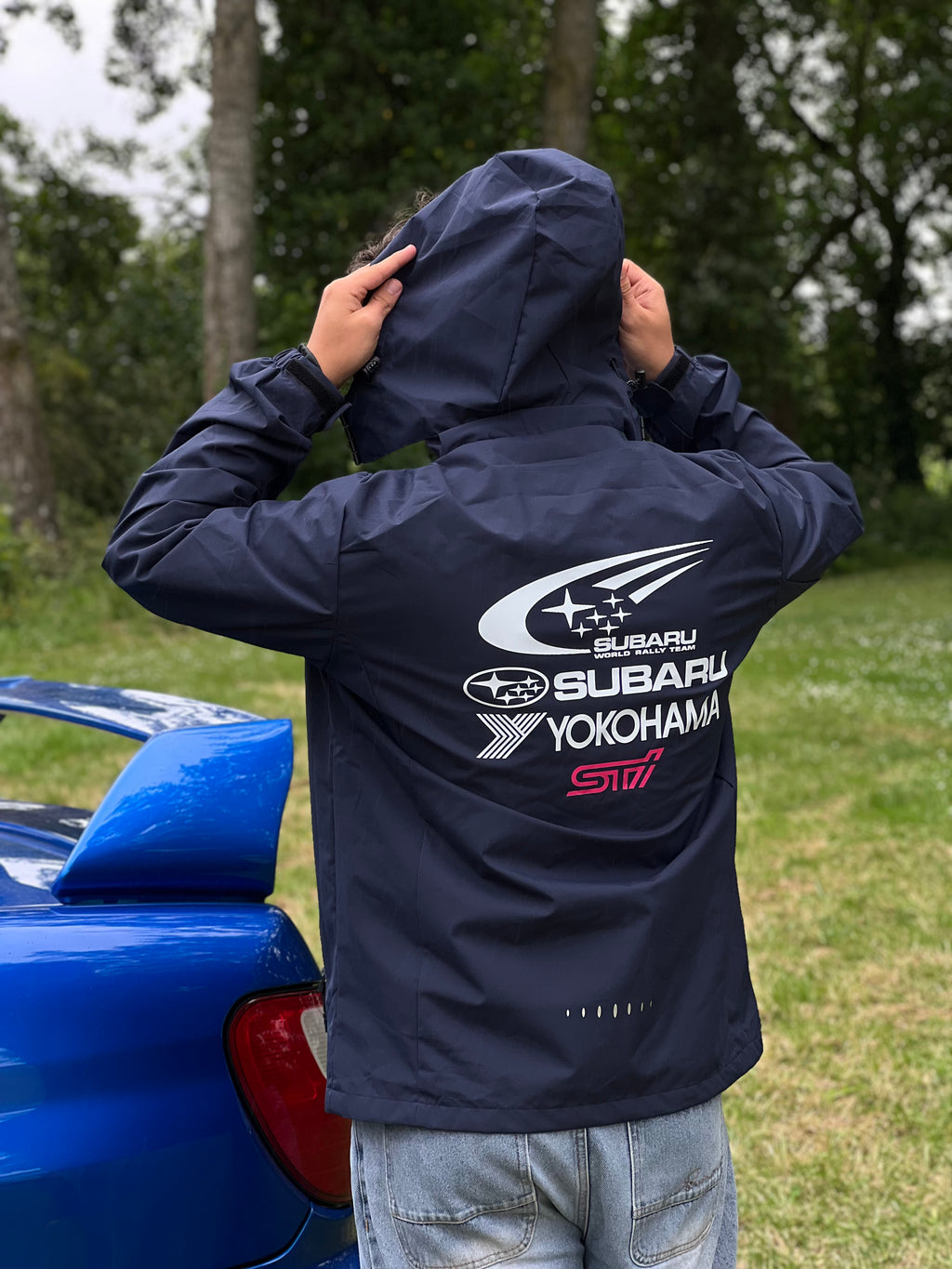 Veste imperméable Subaru STI bleu marine